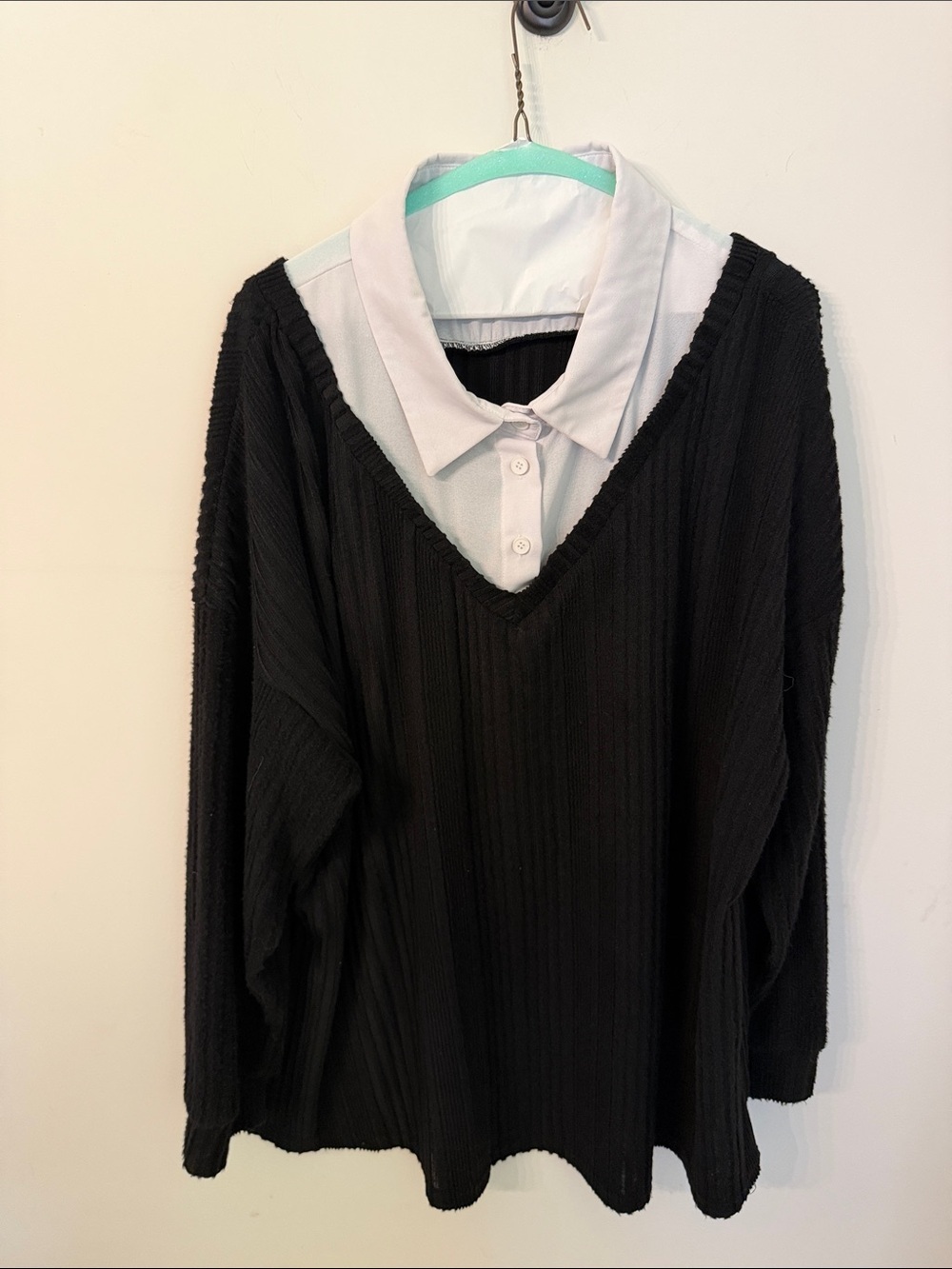 BloomChic Black Dress with White Collar Detail